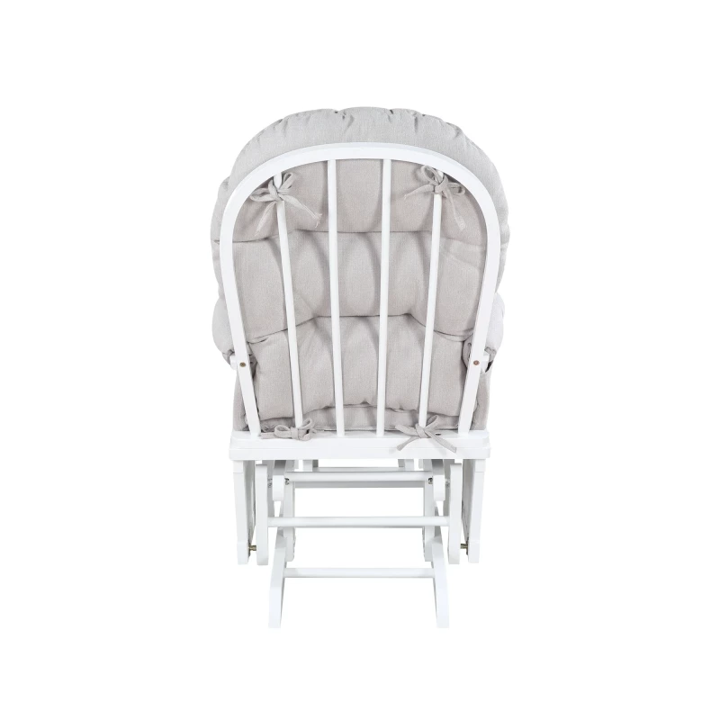Nursing Rocking Chair with Ottoman, Glider Rocker With Padded Cushion, Solid Wood Base and Storage