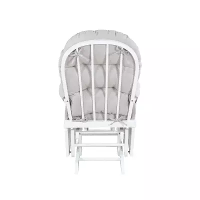 Nursing Rocking Chair with Ottoman, Glider Rocker With Padded Cushion, Solid Wood Base and Storage
