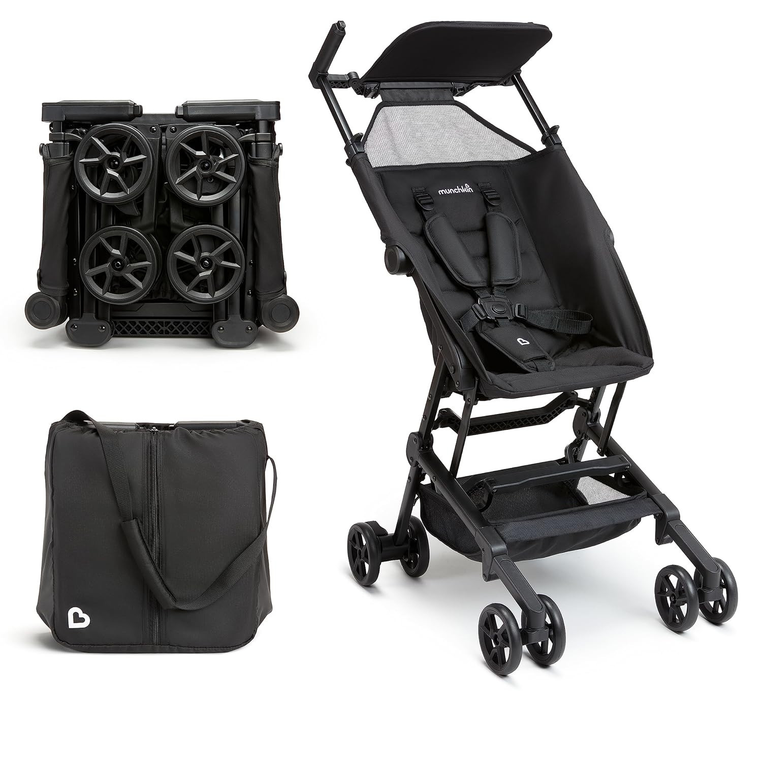 Munchkin Sparrow Travel Stroller, Ultra Compact, Lightweight & Foldable Baby Stroller for Toddlers, Airplane Cabin Friendly