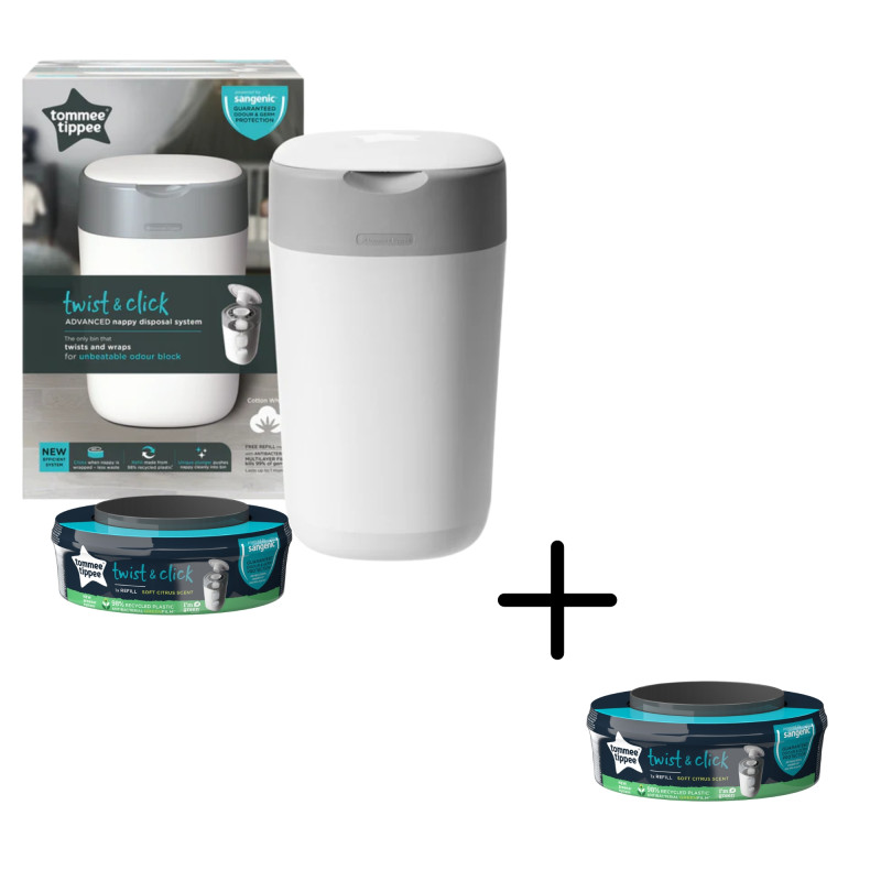 Tommee Tippee Twist & Click Diaper Bin Plus 1pc Refill Cassette