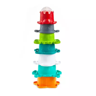 Infantino Stack O' Fun with Water Wheel, Infants 9-12 Months, Multicolor, 7-Piece Set