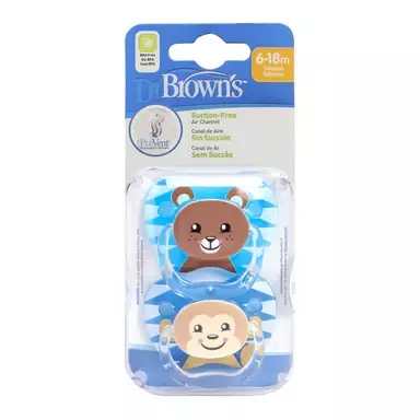 Dr Brown's Silicon PreVent Pacifier, 6-18m, Pack of 2