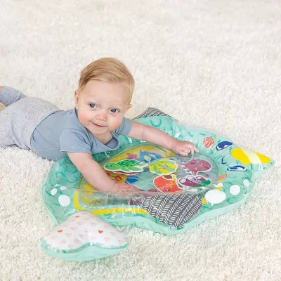 Infantino Tummy Time Pat & Play Water Mat –Baby Sensory Play Mat with Floating Toys, Air & Water Fillable for Motor Skill Development – for Newborns 3 Months+