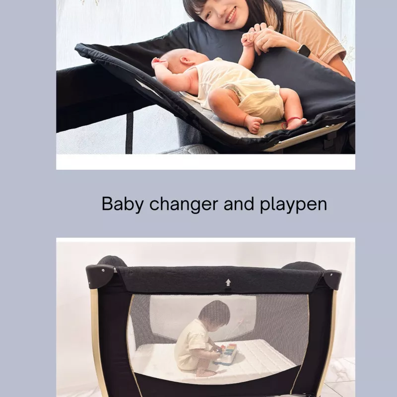 Cool Baby 3-in-1 Foldable Baby Playpen with Changing Table & Organizer – Cot for Newborns to Toddlers