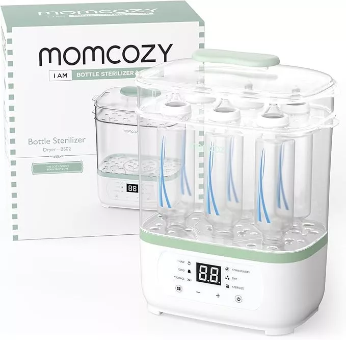 Momcozy 8-in-1 Electric Baby Bottle Sterilizer and Dryer | Steam Sterilizer for Bottles, Pump Parts & Baby Essentials