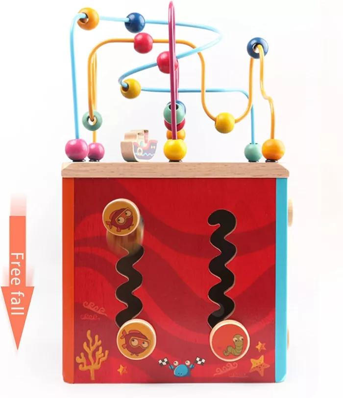 Montessori Wooden Activity Cube Bead Maze Toy