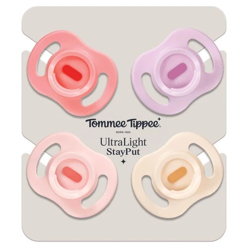 Tommee Tippee Ultra-Light Soothers, 0-6m, 4 Pack, Lightweight Dummy, Symmetrical Teat, BPA-Free Silicone
