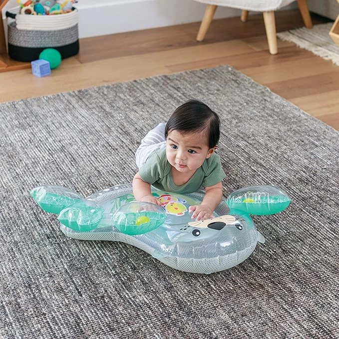 Infantino Tummy Time Giant & Rattle Pat Mat - Baby Sensory Play Mat with Floating Toys – for Newborns 3 Months+