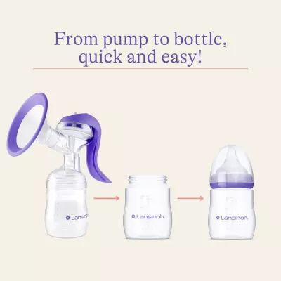 Lansinoh Manual Breast Pump with Stimulation and Expression Modes for Efficient Pumping