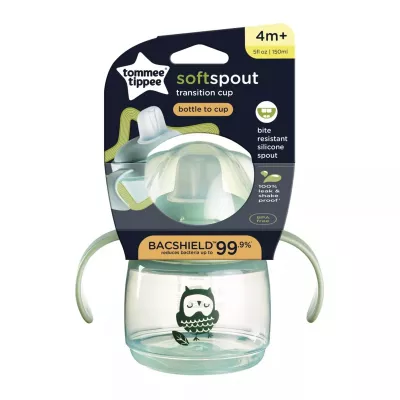 Tommee Tippee SoftSpout Transition Cup, Trainer Sippy Cup with Silicon Spout, 150ml, 4m+