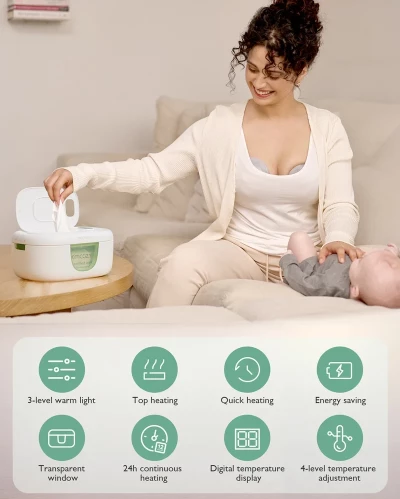Momcozy Large Capacity Baby Wipe Warmer with Top Heating & Adjustable Night Light