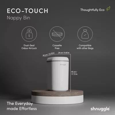 Shnuggle Eco-Touch Nappy Bin, White