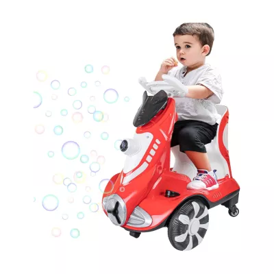 Ride-On Car for Kids with Bubble Maker – Dual Drive Electric Vehicle for Toddlers, Music, LED Lights, 360° Wheels, Safe Belt, Ages 3–5