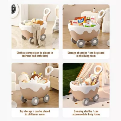 Cream Shopping Cart Walker Push Cart